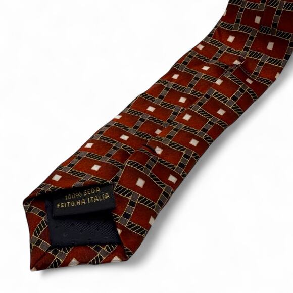 Ermenegildo Zegna Geometric Print Italian Silk Tie - Picture 5 of 5